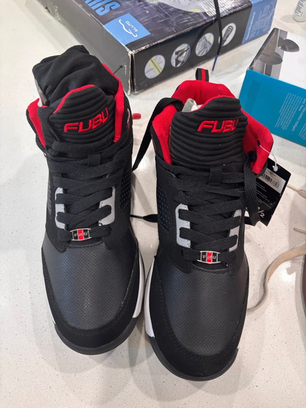 FUBU Kids Black and Red High-Top Sneakers